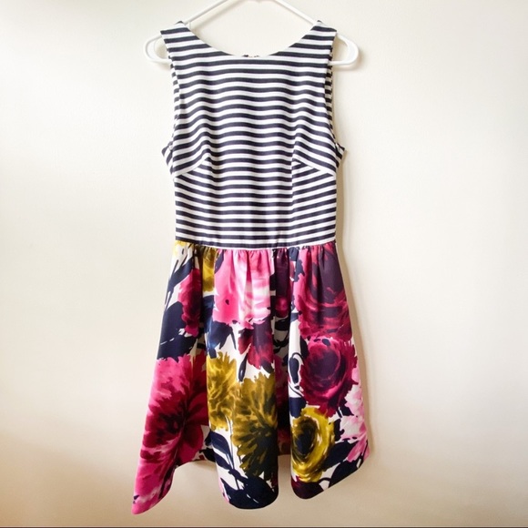 Just Taylor Colorful Striped Floral Dress Size 8 - Picture 2 of 4